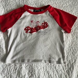Peanuts Red and Gray Athletic Tee
